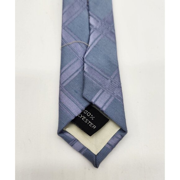 Gino Pompeii Blue Checkered Geometric Tie 100% Polyester EUC - Picture 7 of 7